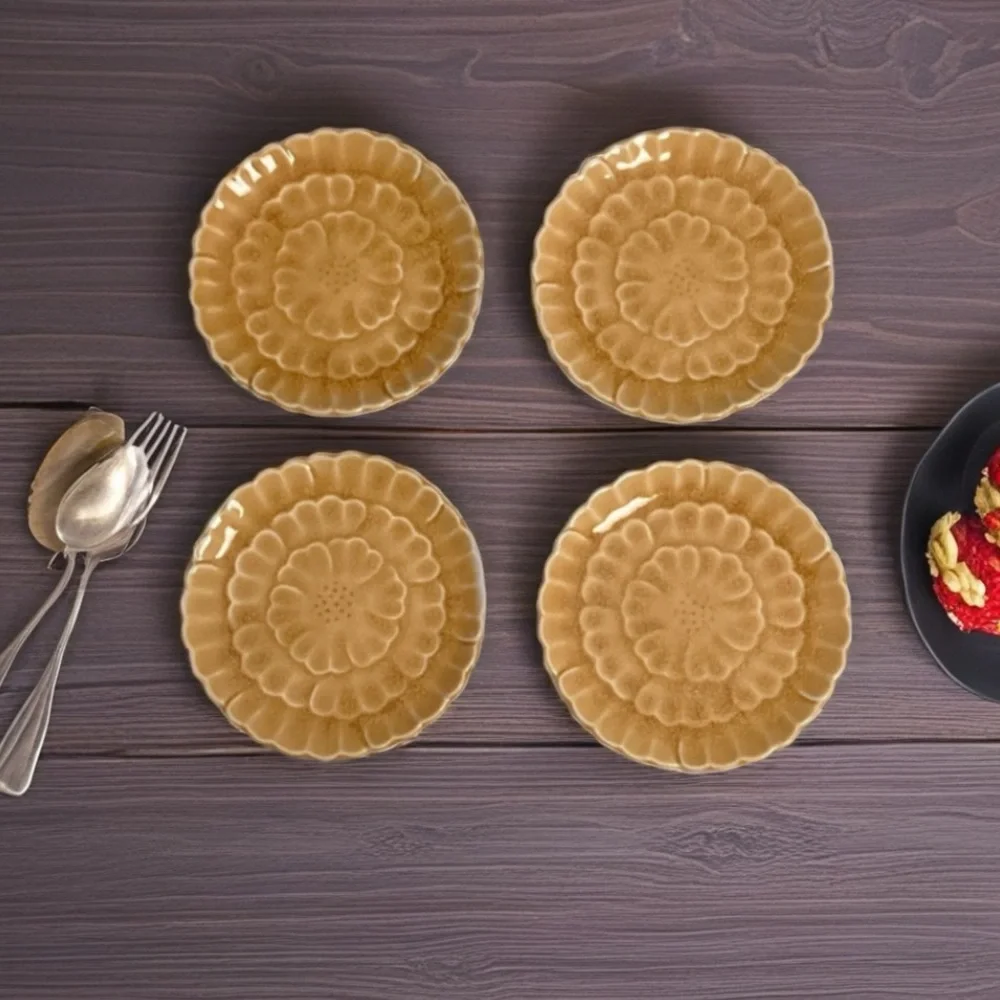 Pottery Barn ceramic, Asian Flower Small Appetizer plates set of 4